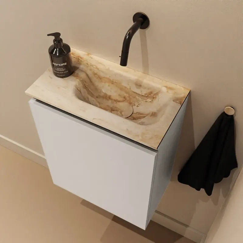 Mondiaz Ture DLux toiletmeubel 40cm linen met wastafel frappe rechts zonder kraangat Meest Verkocht