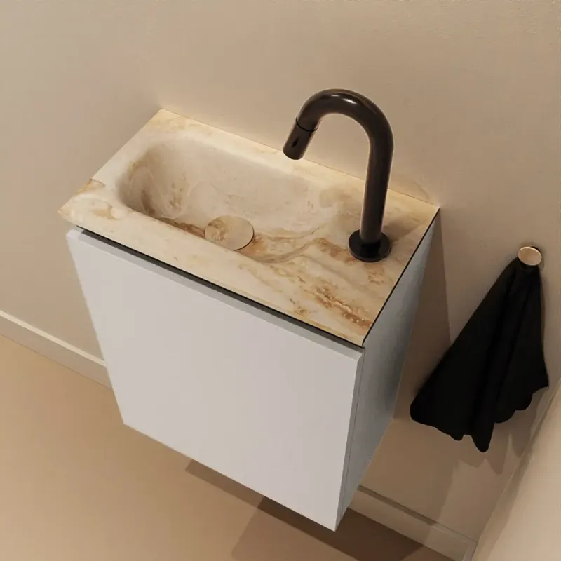 Speciale Aanbieding Mondiaz Ture DLux toiletmeubel 40cm linen met wastafel frappe links met kraangat