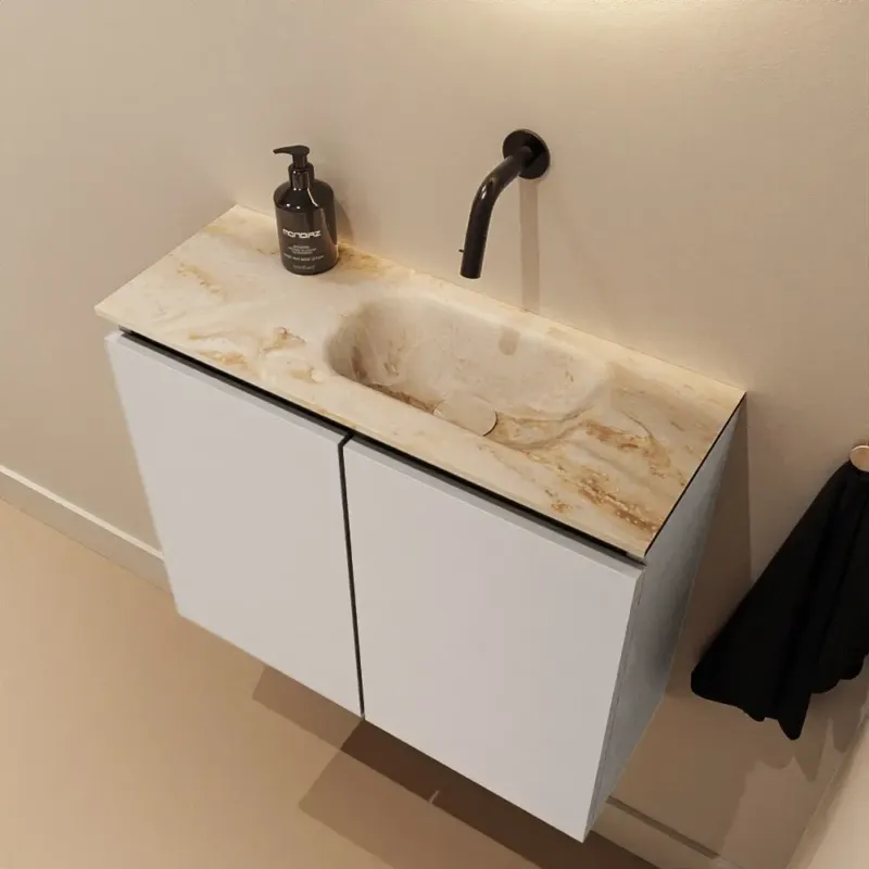 Laatste Kans Mondiaz Ture DLux toiletmeubel 60cm linen met wastafel frappe rechts zonder kraangat