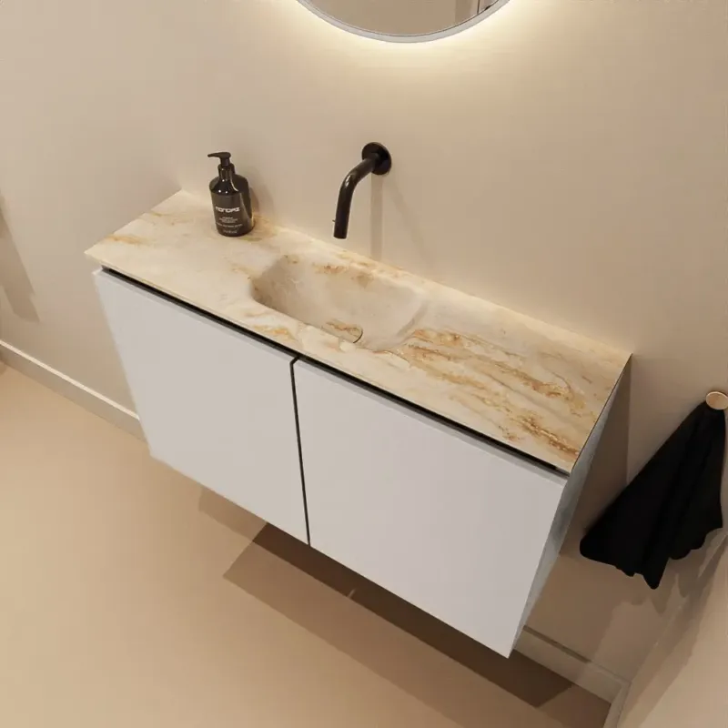Alleen Vandaag Mondiaz Ture DLux toiletmeubel 80cm linen met wastafel frappe midden zonder kraangat