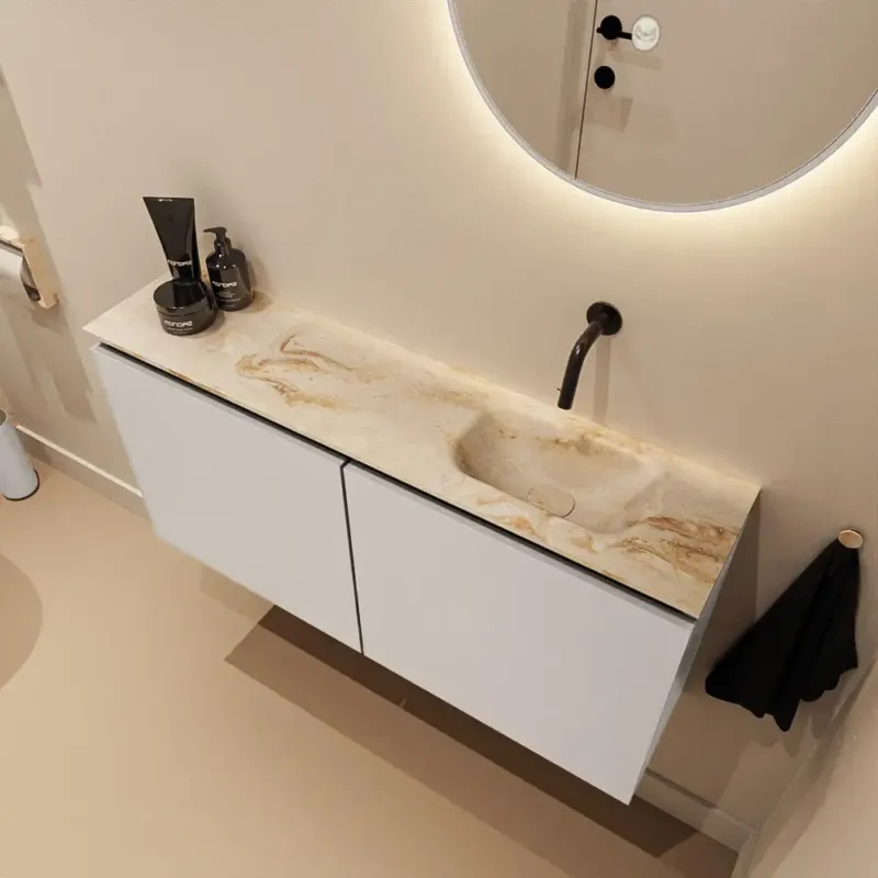 Voordeelprijs Mondiaz Ture DLux toiletmeubel 100cm linen met wastafel frappe rechts zonder kraangat