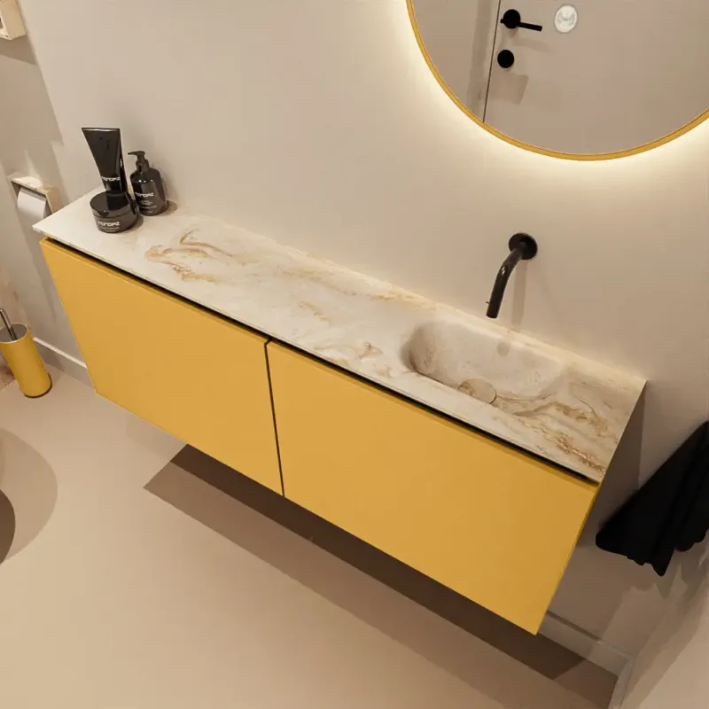 Veilige Betaling Mondiaz Ture DLux toiletmeubel 120cm ocher met wastafel frappe rechts zonder kraangat