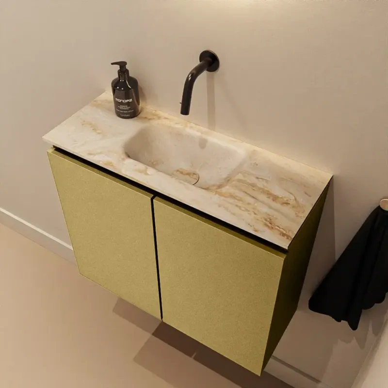 Betrouwbaar Mondiaz Ture DLux toiletmeubel 60cm oro met wastafel frappe midden zonder kraangat