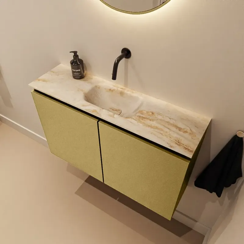 Mondiaz Ture DLux toiletmeubel 80cm oro met wastafel frappe midden zonder kraangat Laatste Versie