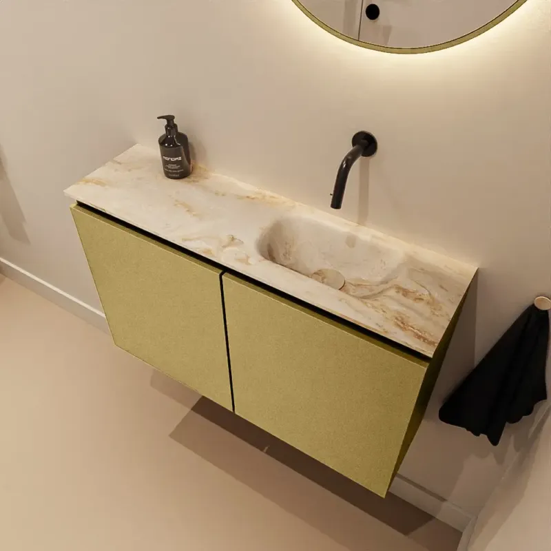 Betaalbaar Mondiaz Ture DLux toiletmeubel 80cm oro met wastafel frappe rechts zonder kraangat