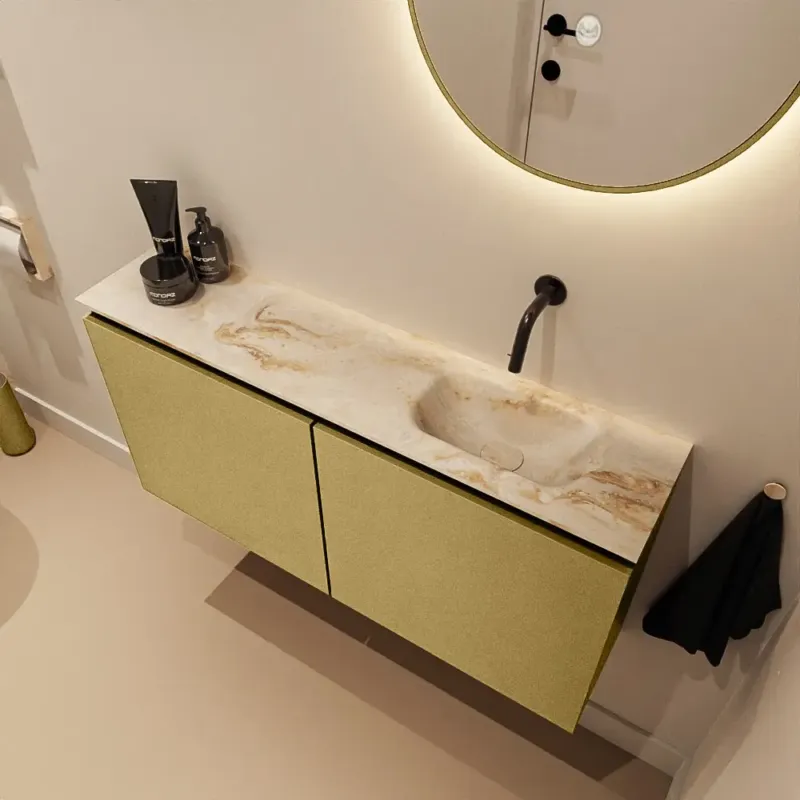 Goedkoop Mondiaz Ture DLux toiletmeubel 100cm oro met wastafel frappe rechts zonder kraangat