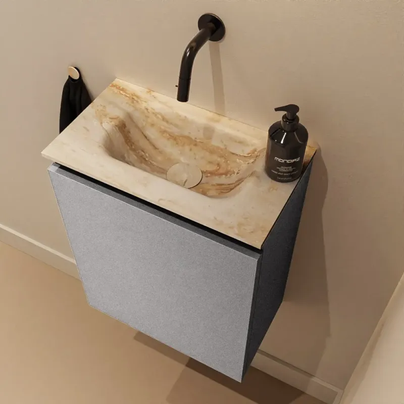 Direct Beschikbaar Mondiaz Ture DLux toiletmeubel 40cm plata met wastafel frappe midden zonder kraangat