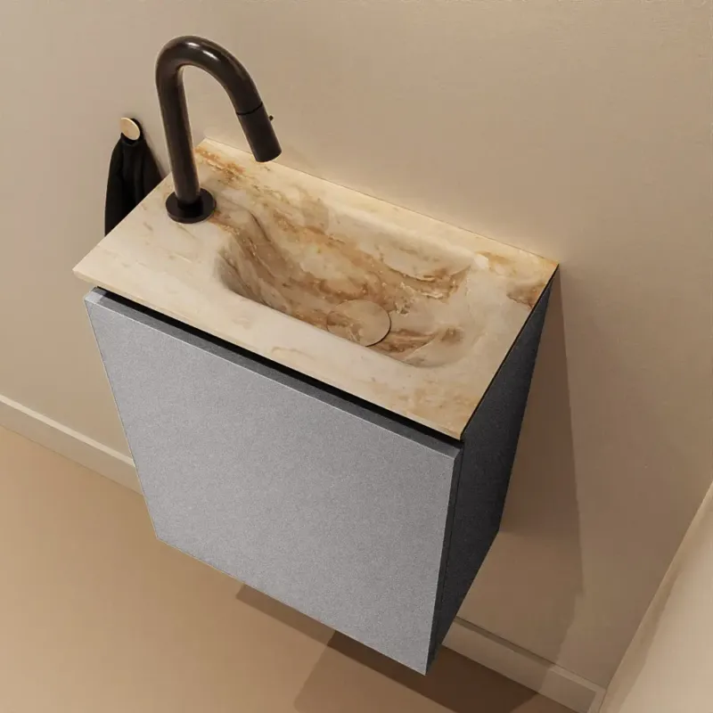 Gereduceerde Prijs Mondiaz Ture DLux toiletmeubel 40cm plata met wastafel frappe rechts met kraangat