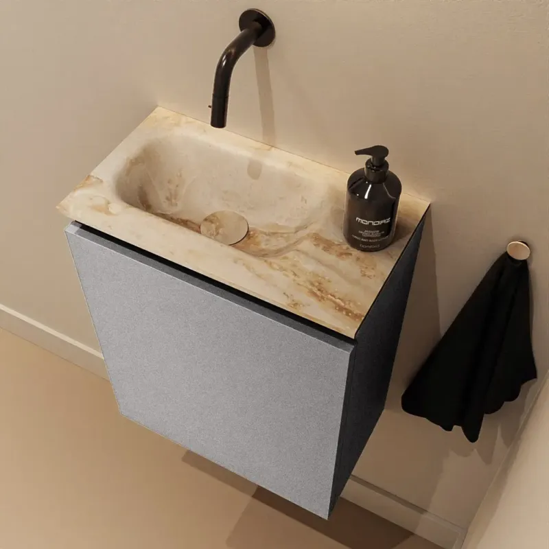 Must-Have Mondiaz Ture DLux toiletmeubel 40cm plata met wastafel frappe links zonder kraangat