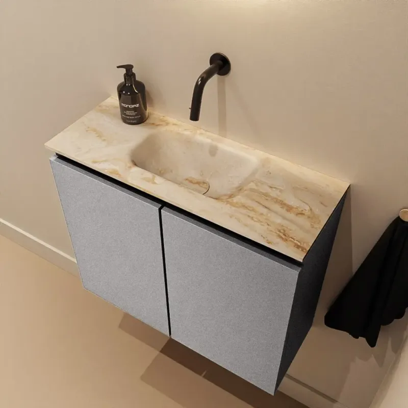 Hete Deal Mondiaz Ture DLux toiletmeubel 60cm plata met wastafel frappe midden zonder kraangat