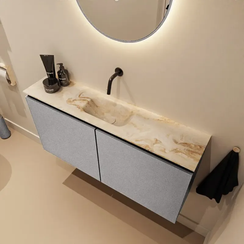 Laatste Versie Mondiaz Ture DLux toiletmeubel 100cm plata met wastafel frappe midden zonder kraangat