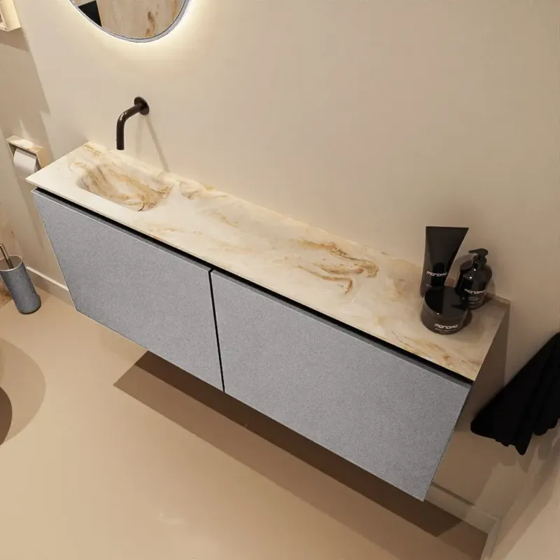 Alleen Vandaag Mondiaz Ture DLux toiletmeubel 120cm plata met wastafel frappe links zonder kraangat