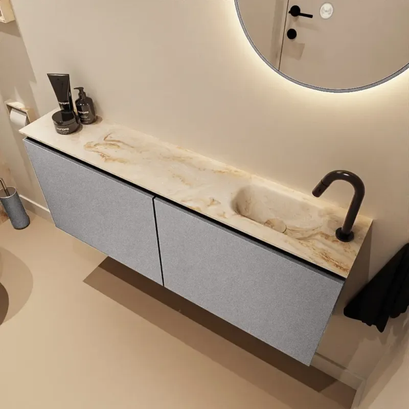 Bestel Nu Mondiaz Ture DLux toiletmeubel 120cm plata met wastafel frappe rechts met kraangat