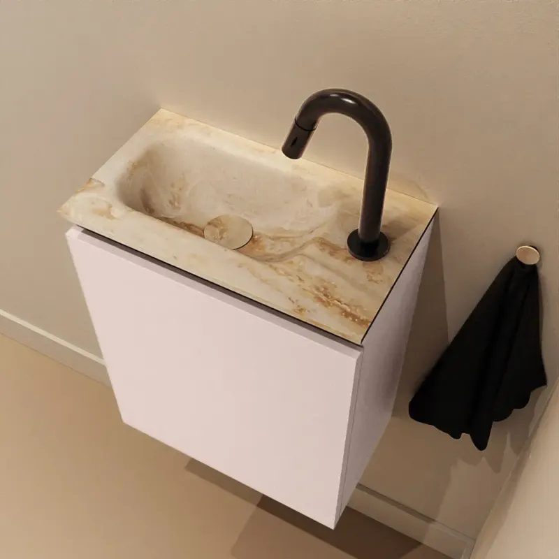 Veilige Betaling Mondiaz Ture DLux toiletmeubel 40cm rosee met wastafel frappe links met kraangat