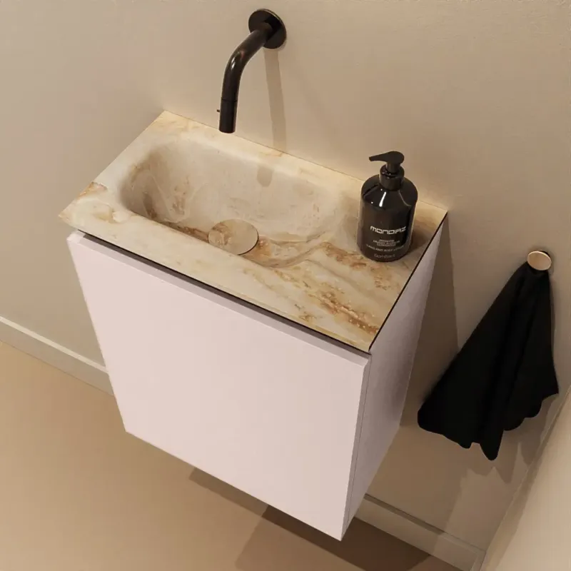 Merkproduct Mondiaz Ture DLux toiletmeubel 40cm rosee met wastafel frappe links zonder kraangat