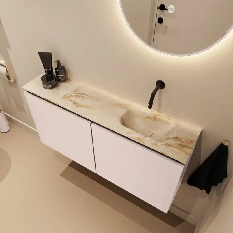 Fabrieksprijs Mondiaz Ture DLux toiletmeubel 100cm rosee met wastafel frappe rechts zonder kraangat