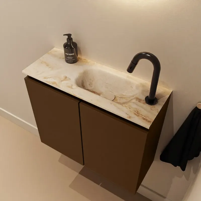 Mondiaz Ture DLux toiletmeubel 60cm rust met wastafel frappe rechts met kraangat Koop Online
