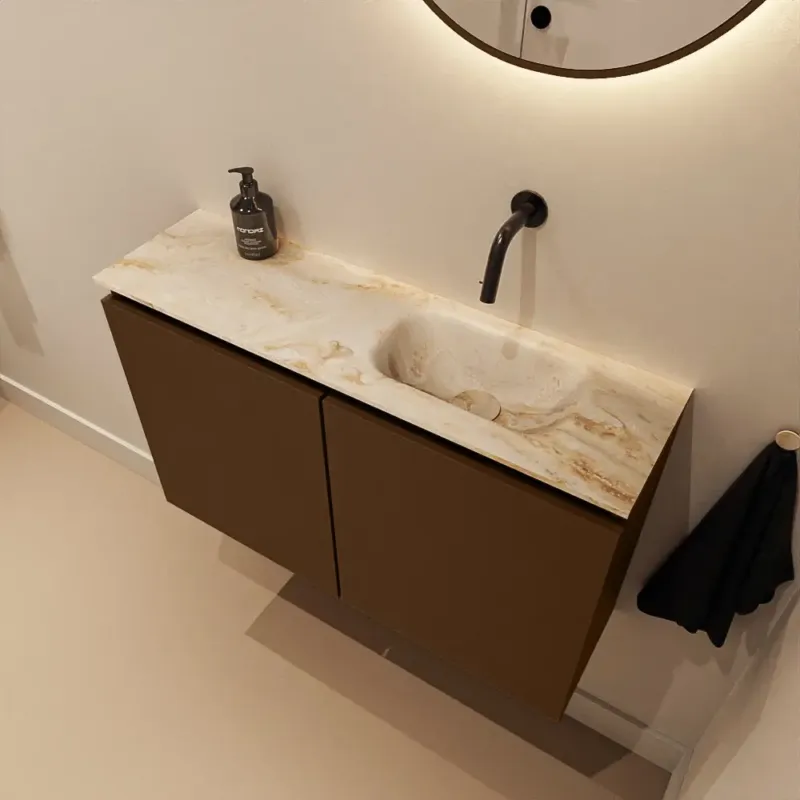 Gecertificeerd Mondiaz Ture DLux toiletmeubel 80cm rust met wastafel frappe rechts zonder kraangat