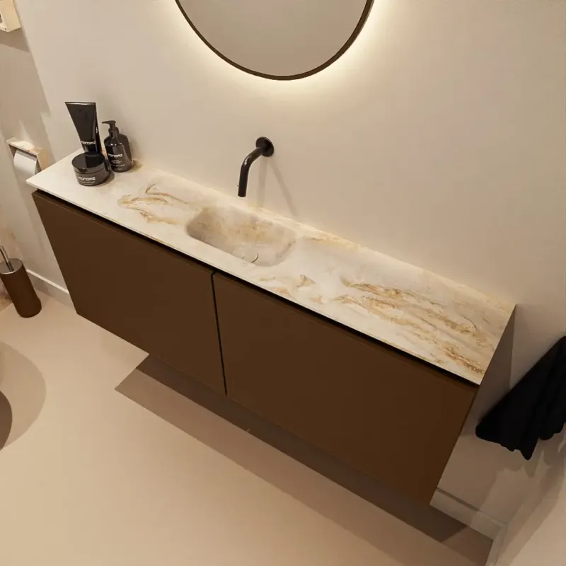 Meest Verkocht Mondiaz Ture DLux toiletmeubel 120cm rust met wastafel frappe midden zonder kraangat