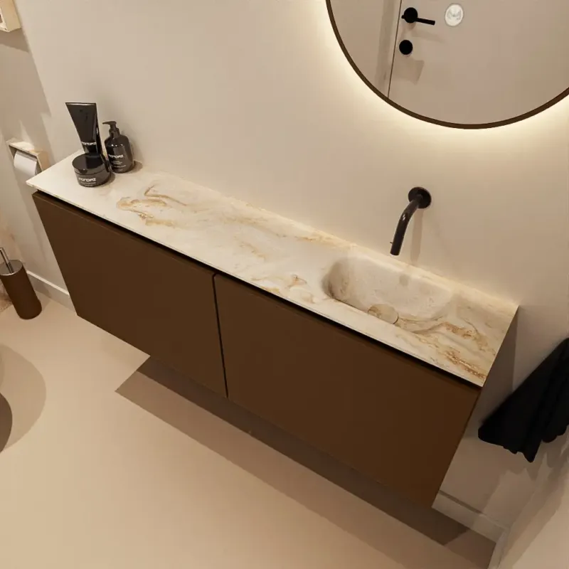Laatste Versie Mondiaz Ture DLux toiletmeubel 120cm rust met wastafel frappe rechts zonder kraangat
