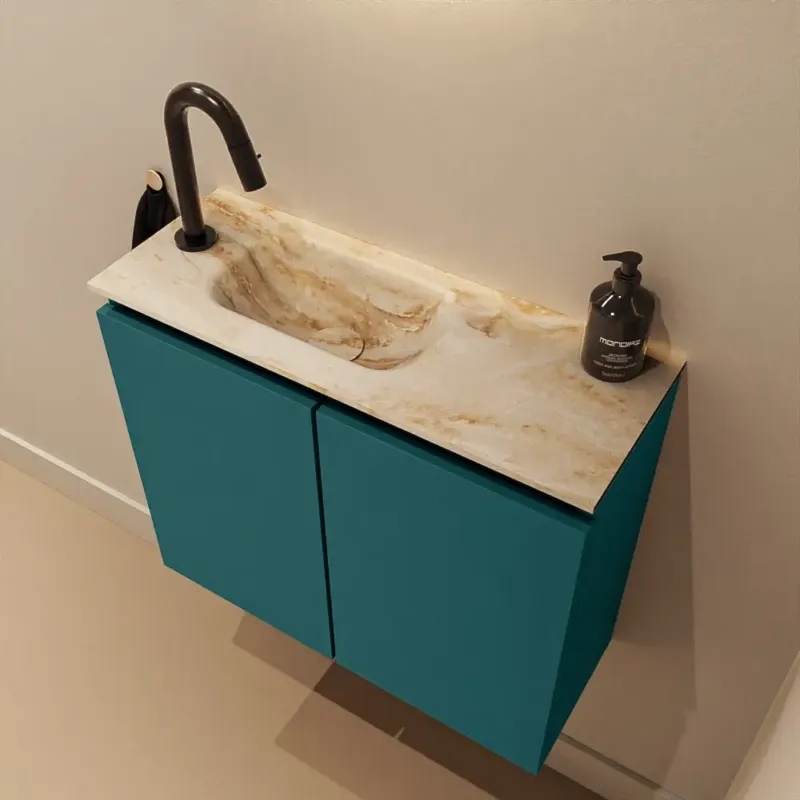 Beperkte Voorraad Mondiaz Ture DLux toiletmeubel 60cm smag met wastafel frappe links met kraangat