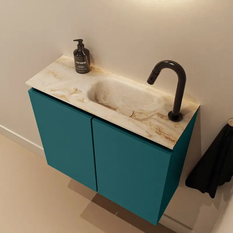 Gereduceerde Prijs Mondiaz Ture DLux toiletmeubel 60cm smag met wastafel frappe rechts met kraangat
