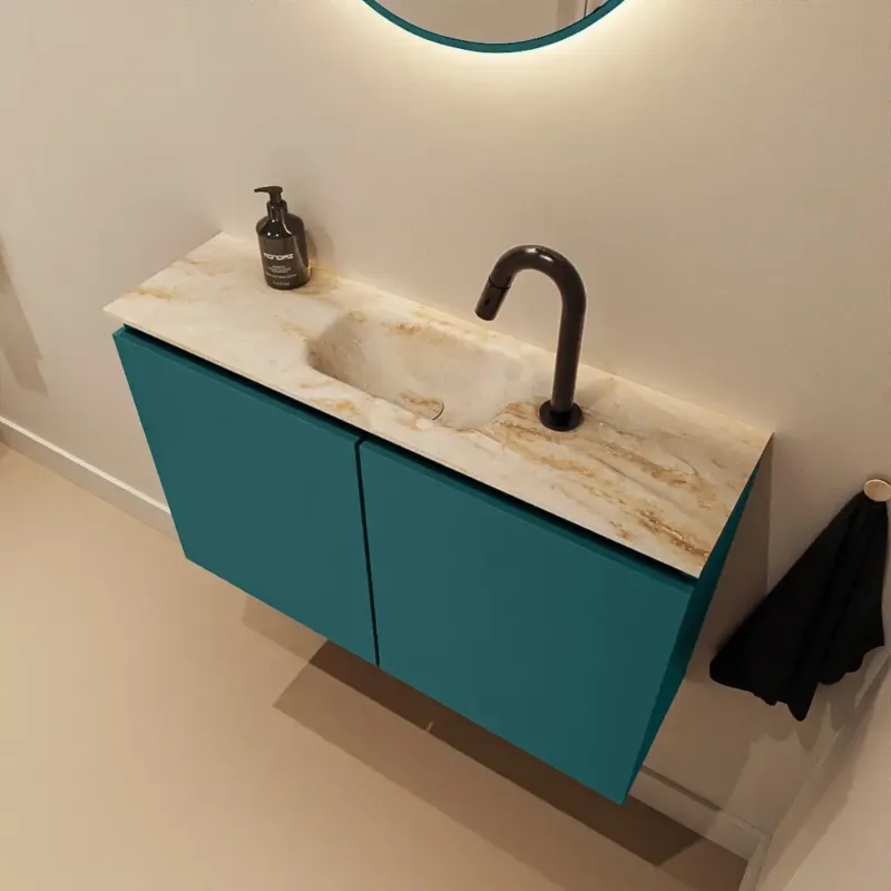 Uitverkoop Mondiaz Ture DLux toiletmeubel 80cm smag met wastafel frappe midden met kraangat