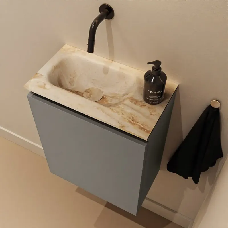 Express Levering Mondiaz Ture DLux toiletmeubel 40cm smoke met wastafel frappe links zonder kraangat