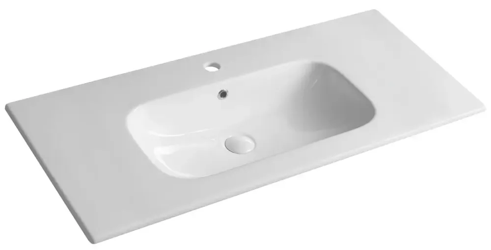 Sapho Piedra keramische wastafel met kraangat 101x46.5cm wit glans Beperkt Aanbod