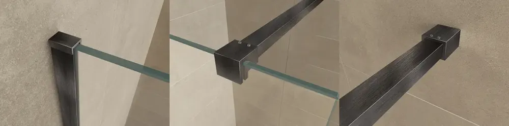 Actieprijs Mueller Slimline muurprofiel en stabilisatiestang voor losse glaswand gunmetal