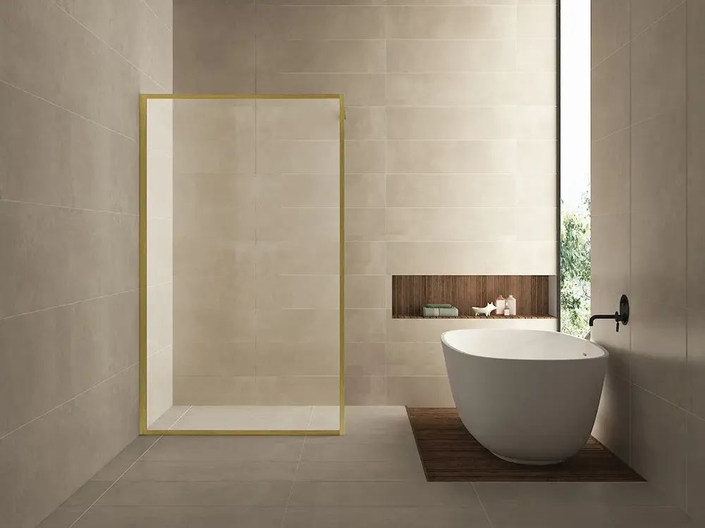 Mueller Square inloopdouche 100x200cm helder glas met nano-coating geborsteld messing Favoriet