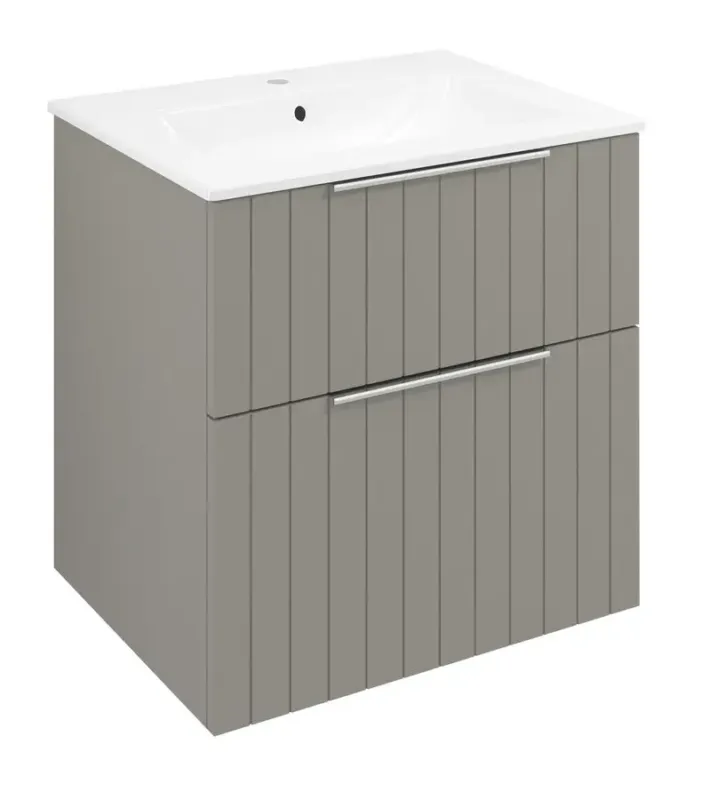 Sapho Cirasa wastafel onderkast met ribbelfront 60x46x64cm taupe Rechtstreeks Van De Fabrikant