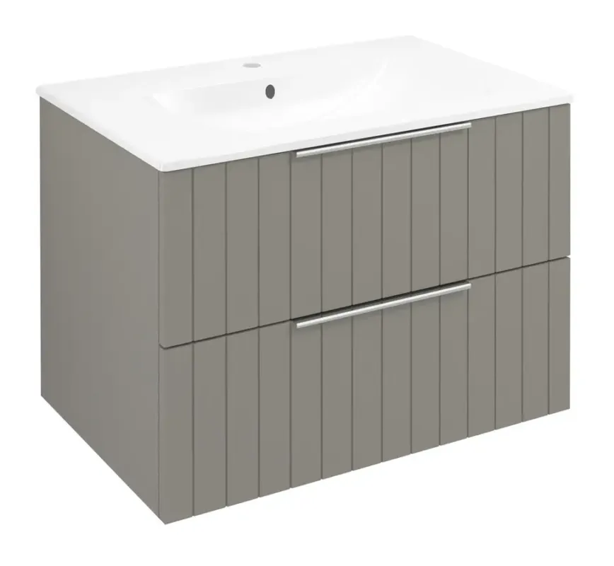 Rechtstreeks Van De Fabrikant Sapho Cirasa wastafel onderkast met ribbelfront 70x46x52cm taupe