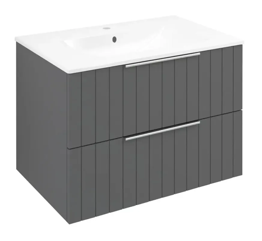 Bestseller Sapho Cirasa wastafel onderkast met ribbelfront 70x46x52cm antraciet