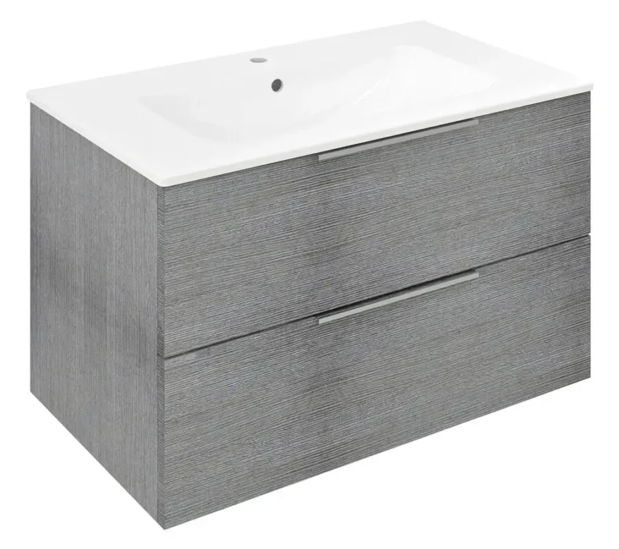 Gereduceerde Prijs Sapho Cirasa wastafel onderkast 80x46x52cm grijs eiken