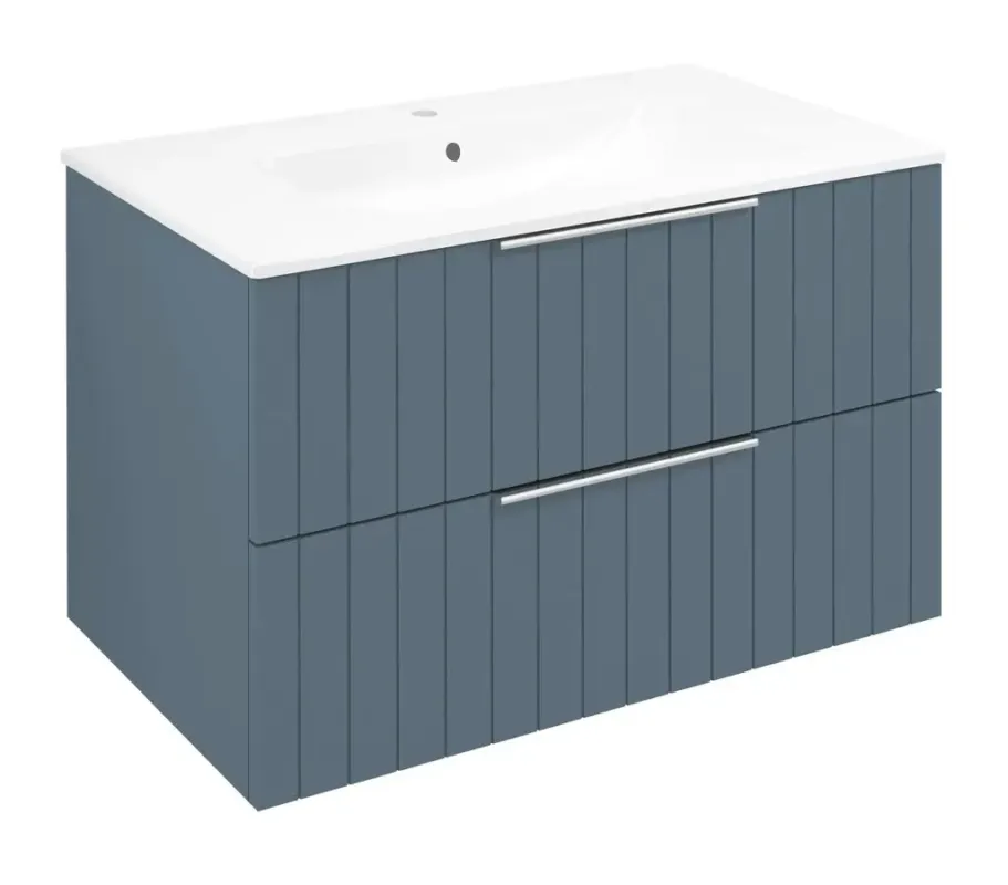 Laatste Kans Sapho Cirasa wastafel onderkast met ribbelfront 80x46x52cm blauw