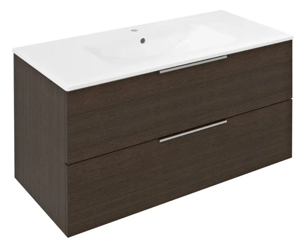 Seizoensaanbieding Sapho Cirasa wastafel onderkast 100x46x52cm donkerbruin eiken