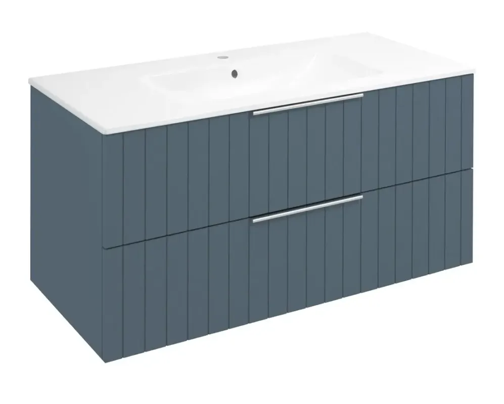 Weekendaanbieding Sapho Cirasa wastafel onderkast met ribbelfront 100x46x52cm blauw