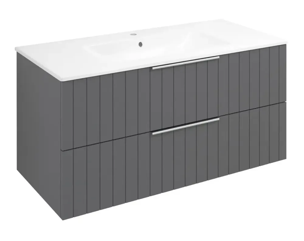 Koop Online Sapho Cirasa wastafel onderkast met ribbelfront 100x46x52cm antraciet