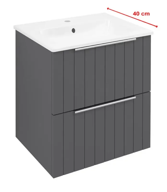 Hete Deal Sapho Cirasa Compact wastafel onderkast met ribbelfront 50x39x54cm antraciet