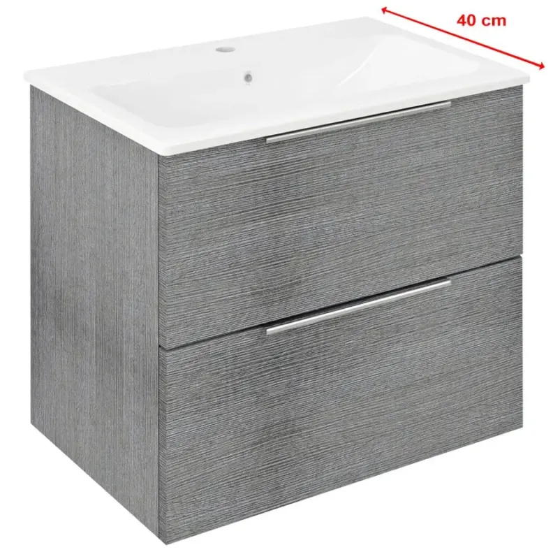 Korting Sapho Cirasa Compact wastafel onderkast 60x39x54cm grijs eiken