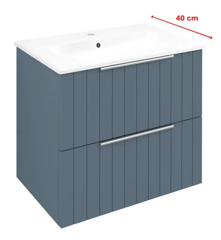 Sapho Cirasa Compact wastafel onderkast met ribbelfront 60x39x54cm blauw Populair