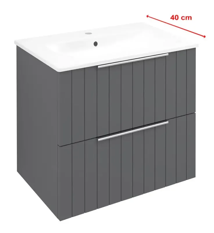 Bestel Nu Sapho Cirasa Compact wastafel onderkast met ribbelfront 60x39x54cm antraciet