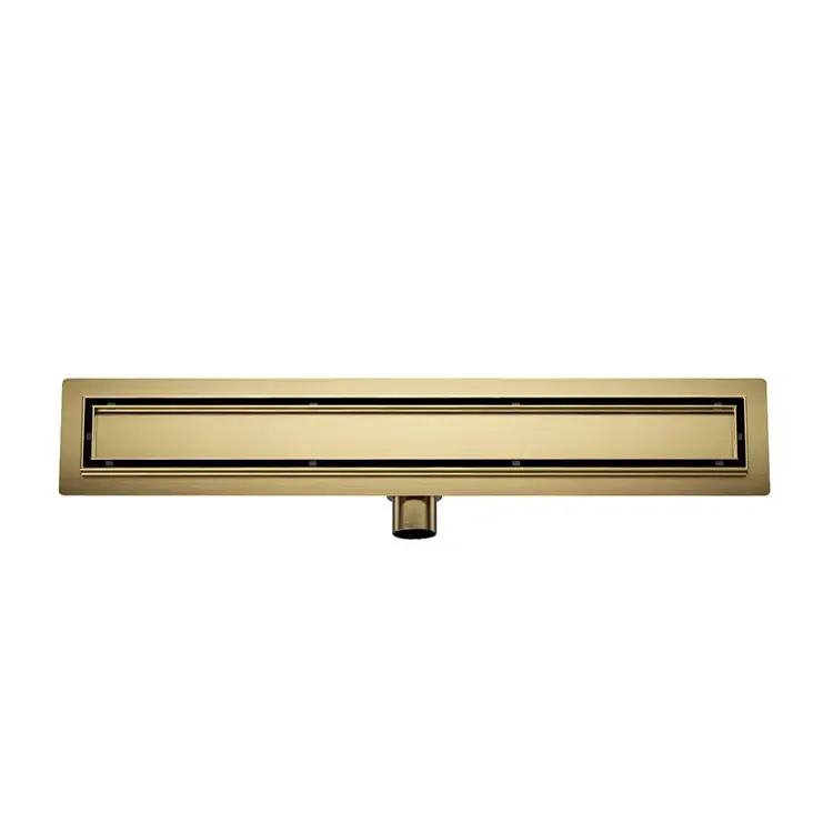 Tijdelijk Beschikbaar Mueller Gold douchegoot met tegelrooster en flens 70x7cm geborsteld messing