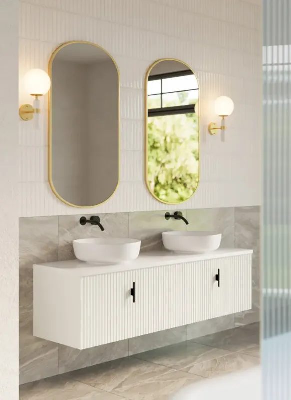 Favoriet Muebles Ezra badmeubel ribbelfront 160cm wit mat met wit toppaneel zonder waskom