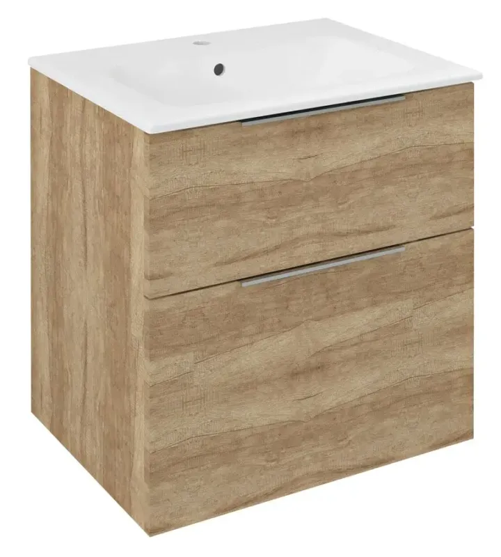 Merkproduct Sapho Cirasa badmeubel 60cm eiken met witte wastafel