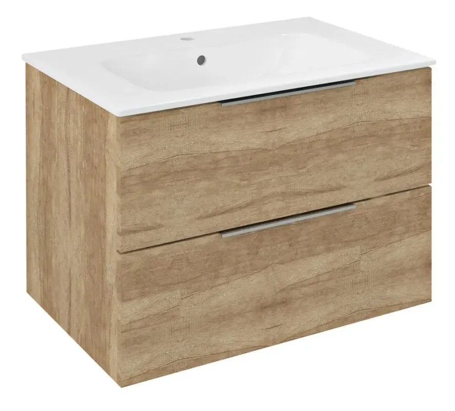 Gereduceerde Prijs Sapho Cirasa badmeubel 70cm eiken met witte wastafel