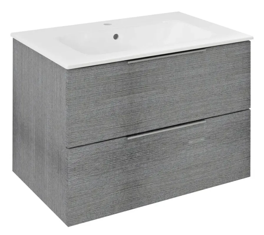 Must-Have Sapho Cirasa badmeubel 70cm grijs eiken met witte wastafel