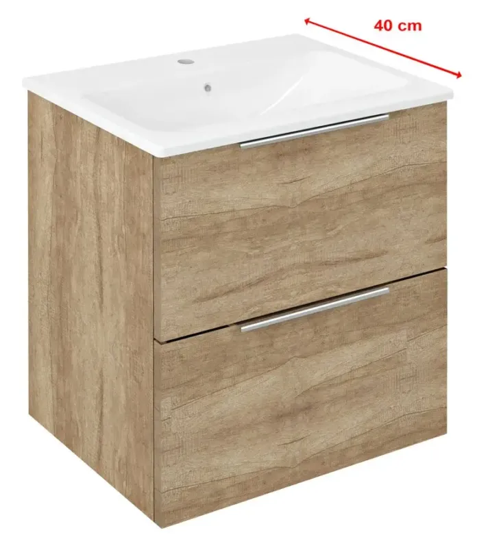 Koop Online Sapho Cirasa Compact badmeubel 50cm eiken met witte wastafel