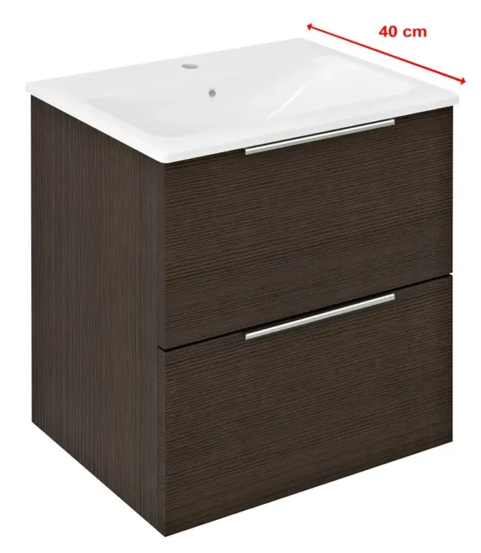 Exclusieve Aanbieding Sapho Cirasa Compact badmeubel 50cm donkerbruin eiken met witte wastafel